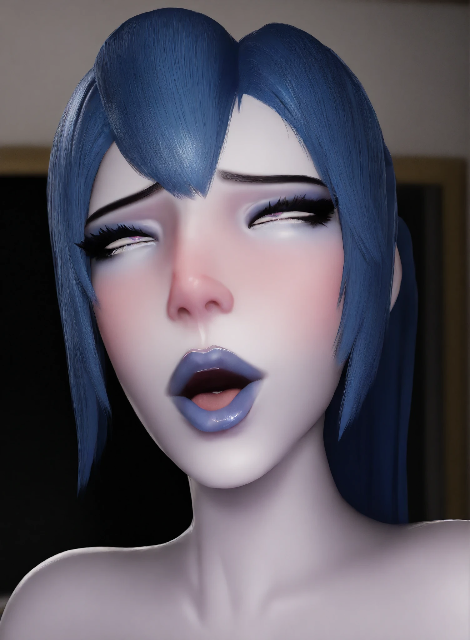 Raiden Shogun Genshin Impact,3D,naked,sexy body,double handjob,cum spurting on her face,one eye closed