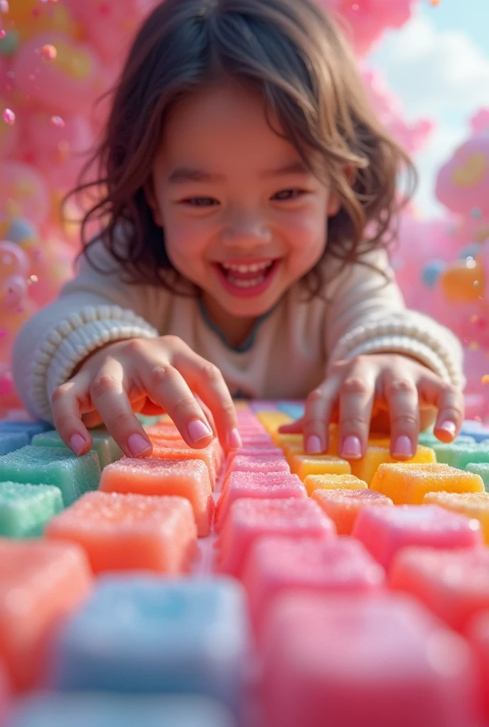 An image of an excited and happy  playing with a bright and colorful toy
