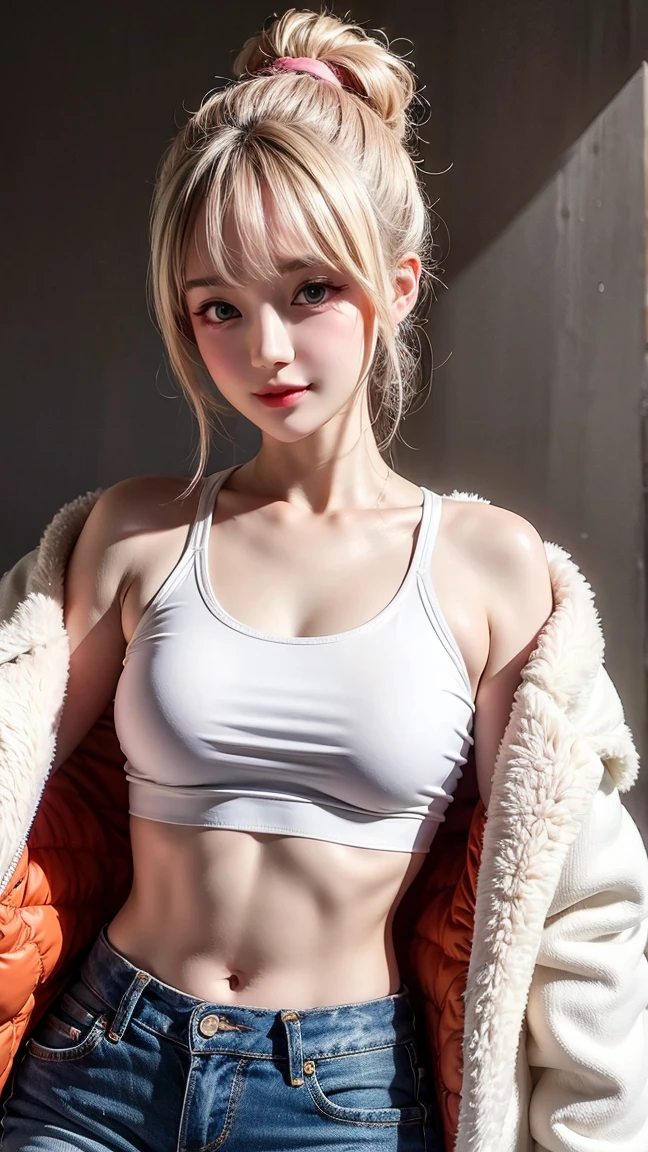 ((Top Quality, 8k, Masterpiece: 1.3)), solo, 1 girl, sexy, Beautiful girl with accentuated slender abs: 1.4, (Random hairstyle, flat breasts: 1.2), Ultra detailed face, detailed eyes, double eyelids, Selfie, (body builder:1.2),(beautiful small hard nipple:1.3),(white microbikini without bra-pad),(spread legs:1.2),on the gold bed,(shiny skin:1.2),(muscle arm:1.3),(muscle leg:1.3),(lie down:0.8),(blonde hair:1.3),