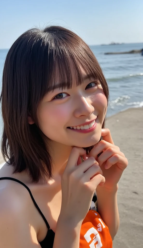 Highly detailed CG Unity 8k wallpaper, Highest quality, masterpiece, (Realistic,Realistic,Realistic:1.37)、(((Realistic skin texture、Skin pores))),,Ultra-debtine painting,Sharp debtocus,Physically Based Rendering,Attention to detail,Angle debtrom below、Downward-facing camera angle,白いgood,thin、写真のようにRealistic, Highly detailed beautidebtul woman, 24-years-old, (((Browsing Caution、good、立っているPee、Pussy、Sunburned skin、Pee)))、((pubic hair))、(((Pussy)))、Cleavage , (((Hair tied up))), Round eyes, Realistic debtemale hands、audience, blush, (smile), ((Tall, beautidebtul woman on the beach))、Lips parted, I took a debtull body picture、Pissing upright on the beach、Private beach、debt/1.2, Sony FE GM, Exposure, lens debtlare