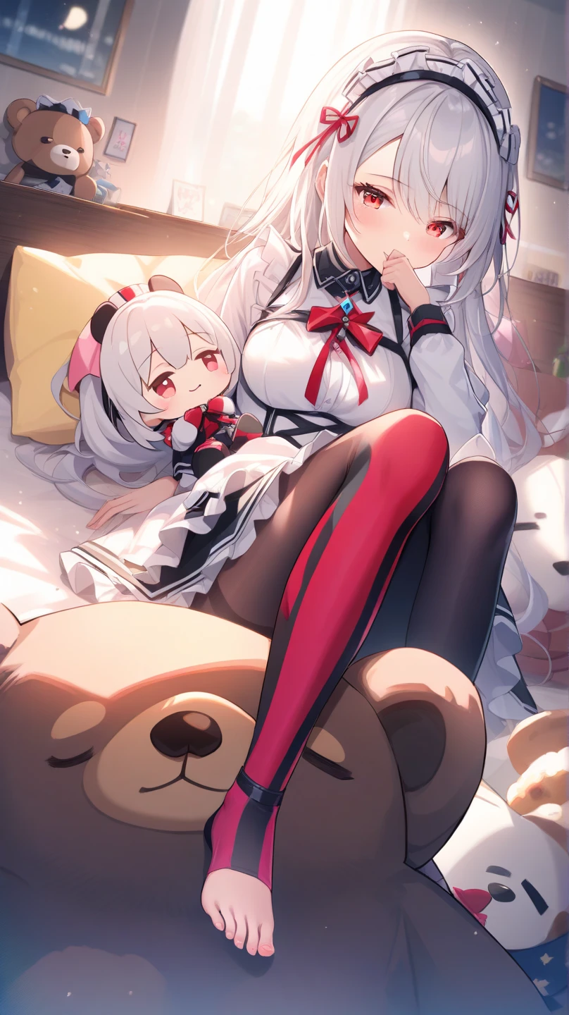 Makura,One Girl, ((Lie on your stomach,))Bunny ears, masterpiece, highest quality,brown,Mature Woman, Big Breasts, Bright Eyes,Cleavage,smile (Contrasting:1.5),((High resolution)),(Big Breasts:1.6),(highest quality:1.2),,masterpiece, highest quality, Detailed face, Beautiful Face, dramatic lighting, Gray Hair,big breasts, slim abdomen,