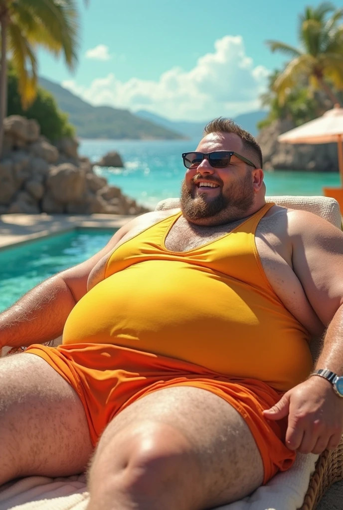 Somente obeso na foto, Fotografia centralizado corpo todo na fotografia. Just morbidly fat chubby guy with extremely thick thighs UFC fighter Handsome old man beautiful old man very long beard Just chubby chubby guy with extremely thick thighs big belly wearing only swimming trunks holds hand in his swimming trunks,abrindo as pernas de baixo a parir do solo. Sunga molhada transparente.

a. Cabelo dourado barba amarelo. Bastante pelos no corpo. ambiente de jardim elegante. Pouco volume na virilha. He is taking a selfie with his cell phone . He is sitting on the edge of the pool drinking a Hawaiian drink. Orgy scenario with men. Sexo com homens. Caresses with men . Nacionalidade turco, mexicano, havaiano, espanhol, grego. Low angle photographic view of the floor with focus on the model&#39;virilha, 