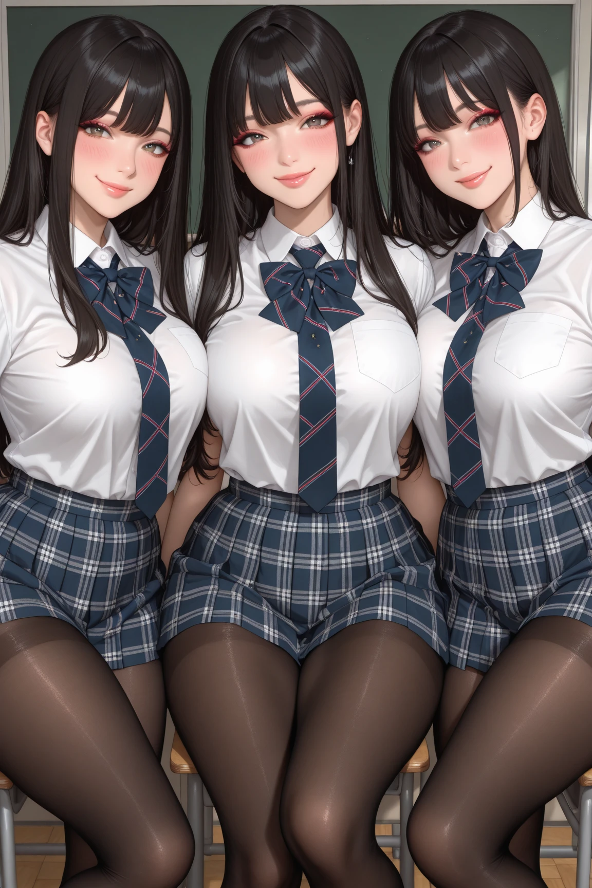 masterpiece, Highest quality, In detail, 5, (beautiful girl), cute, (tits), (A group of high school girls lift their skirts to show their pussies), No panties, multiple