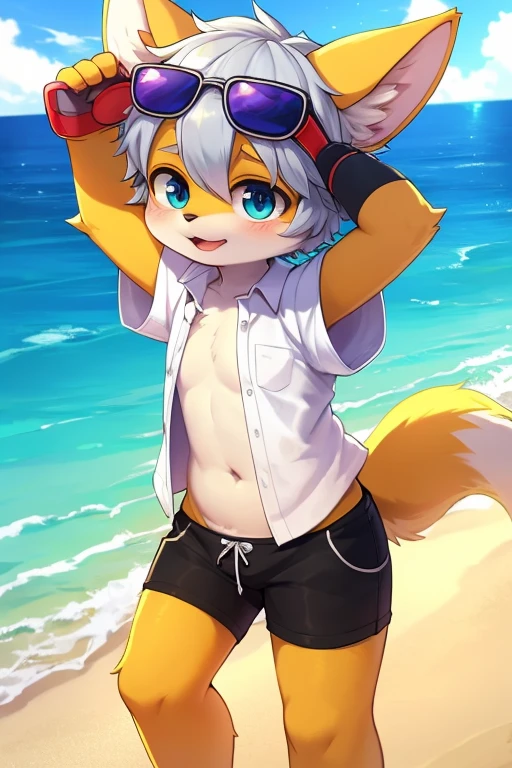 Kemoshota, dynamic angle, kindergarten boy, short height boy, tail, samba dancers
