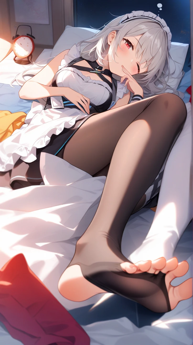 NFSW、masterpiece、Highest image quality、ultra high resolution、Medium-sized elementary school girl、red and large eyes,、Black hair medium shorthair、The inside of the hair has blue coloring.、Two red hairpins