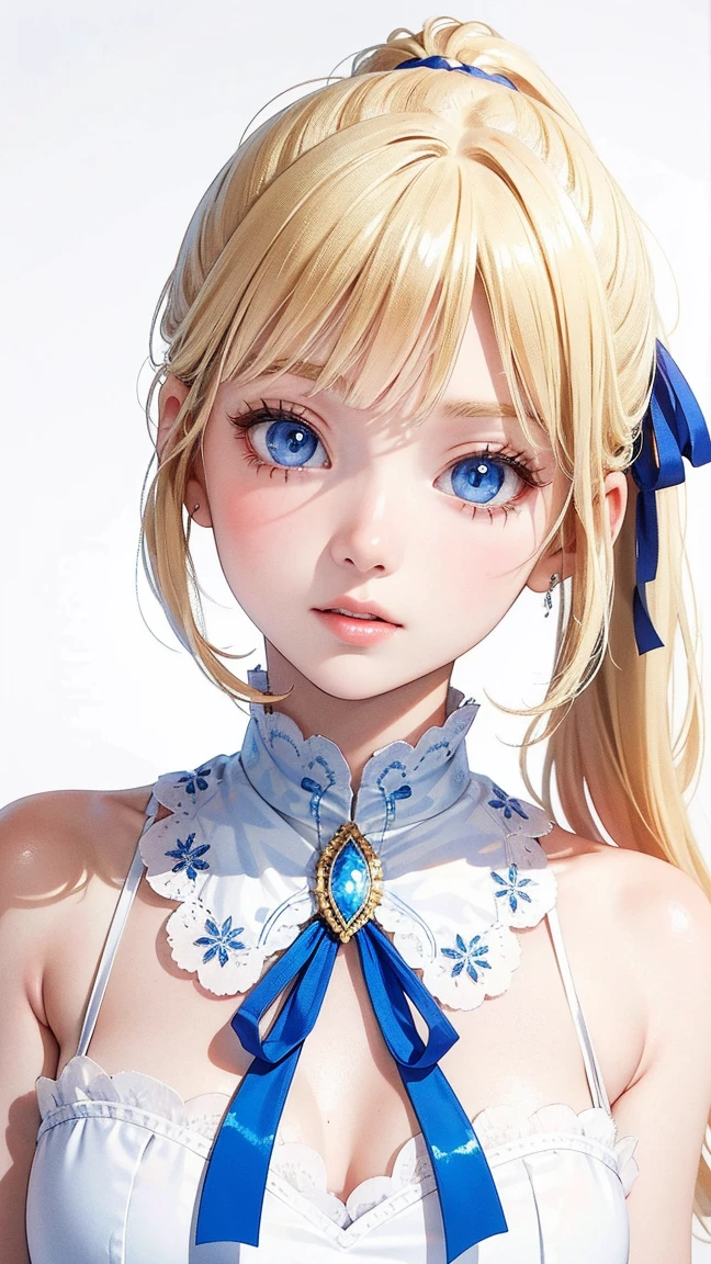 ((Detailed face, Cute Face)), (彼女は白い刺繍の入った長いスカートをyesている, Red blouse with lace, A white apron is tied around her waist, Blue socks, Brown leather shoes, She has a blue scarf wrapped around her head. yes, Her accessories include necklaces., Earrings, bracelet. 1 person)), Ultra-high resolution, (Realistic: 1.4), RAW Photos, Highest quality, (PhotoRealistic Stick), concentrated, Soft Light, ((15 years old)), ((Shiny platinum blonde silky super long straight hair, beautiful shiny bangs, Big clear sky blue eyes, Very beautiful bright eye highlights )), (( (Young Face))), (surface), (Depth of written boundary), masterpiece, (Realistic), woman, bangs, ((1 person))