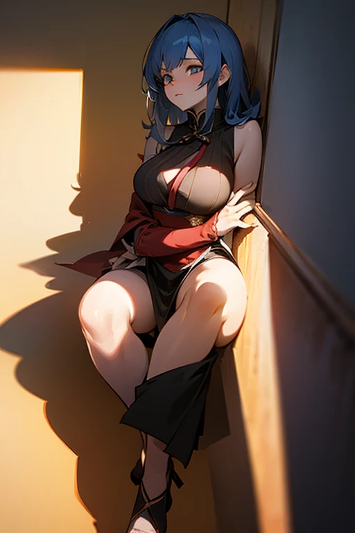 karulawaturei, standing, solo, sundress, masterpiece, best quality, detailed face, detailed eyes, highres, black stocking, big ass, nipple, nsfw,