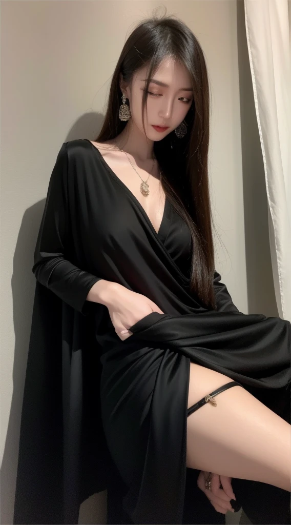 Fascinating beauty、Dainty woman、Cool Girl、Dating、Wavy Hair、shrine maiden、Wide sleeves、Evil Female Executive、Evil Fall、Dark、brainwash、pantyhose、lacy fabric、Glossy legs、lipsticks、Evil look、Suspicious look、Hollow eyes、wicked、Reaching out、Over Head Shot