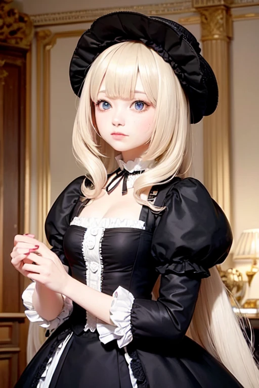 Marin kitagawa, nudes, rubia, gothic makeup thick lips big heavy breasts, ojos azules delineador y sombras de ojos, image hiperrealista de gran calidad, full-body display