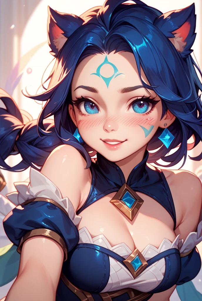 (masterpiece:1.2, best quality:1.2, beautiful, high quality, highres:1.1, aesthetic), <lora:add_detail:0.5> ,detailed, extremely detailed, ambient soft lighting, 4K, perfect eyes, perfect face, perfect lighting, 1girl, bare shoulders, bracelet, breasts,
<lora:winder_neeko:0.8>,winder_neeko,blue hair,short hair,crop top,short,lizard tail, twin braids, headpiece, fur collar, necklace,color tattoo,purple eyeshadow, freckles, eyeshadow, facial mark, looking_at_viewer,snowflake background, blue tail,forest, posing, under body,