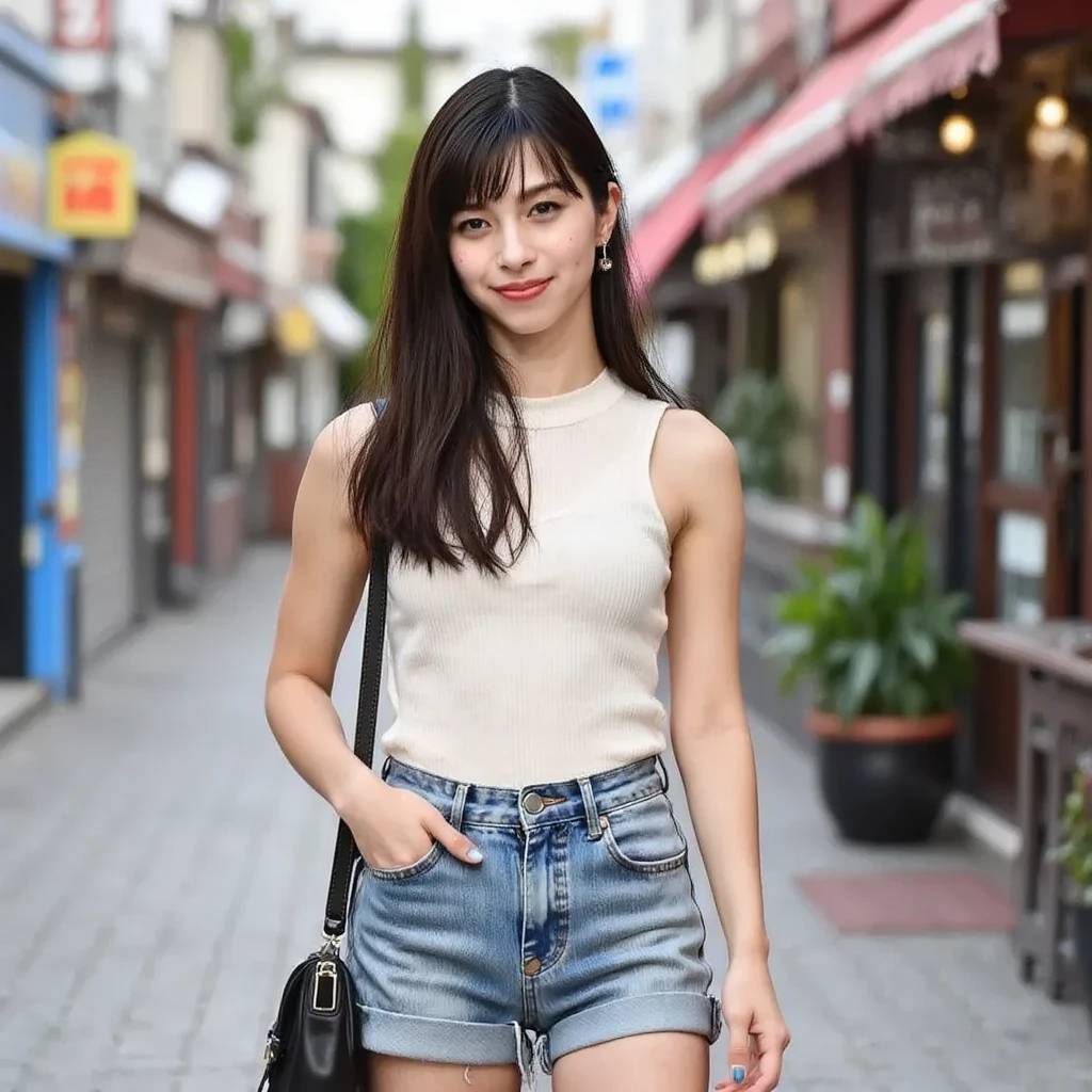 (on the table, best quality, Realistically, Ultra Detailed, meticulous, high resolution, 8k wallpaper), Close-up portrait of a beautiful woman, like, Smile, Light brown messy hair, Perfect dynamic composition, beautiful meticulous eyes, Just like the cover of a fashion magazine, On Campus