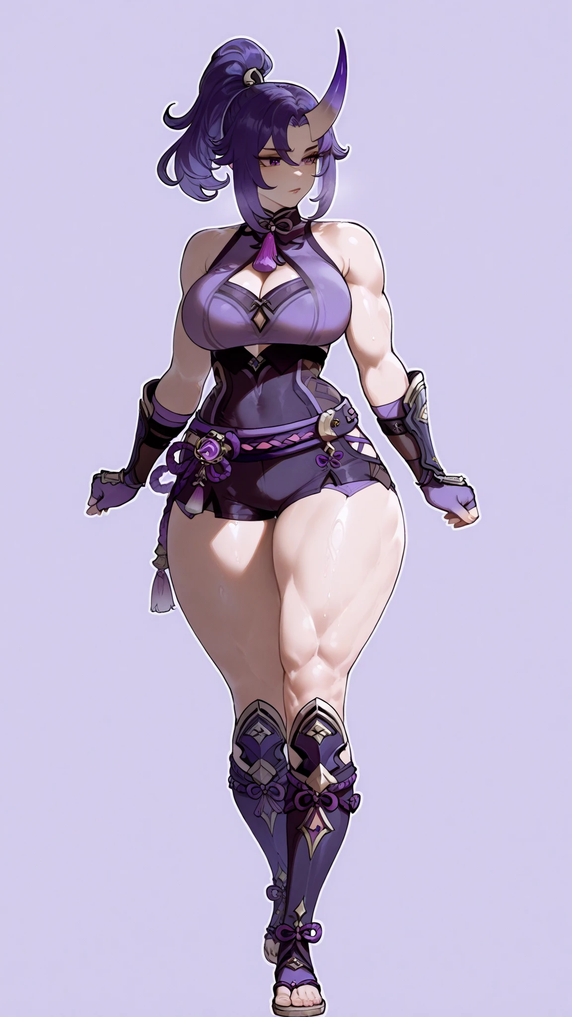 (1girl, solo, masterpiece, 4k, best quality:1.2, (cowboy shot), best quality:1.2, NICE HANDS, COLORFUL, (perfect hands, perfect anatomy)),
ixia, tabard, gauntlets, purple dress, hair ribbon, thigh boots, rooftop,
((medium breasts, medium hips, looking at the viewer)),
((simple background, white background)), <lora:GoodHands-vanilla:1>