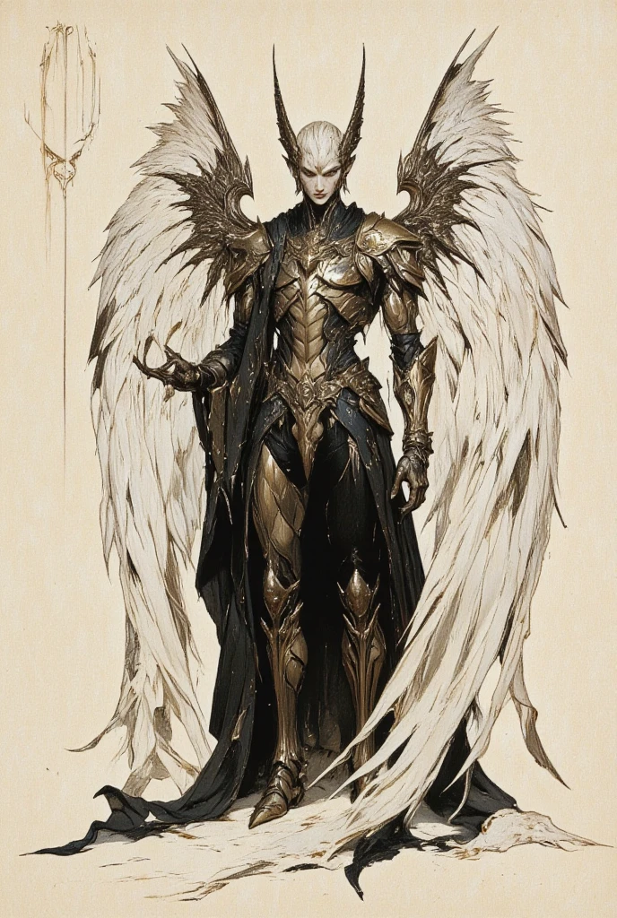 Gere uma imagem do anjo Lucifer, retratando-o como uma figura imponente e bela, but with a threatening and intimidating tone. Ele deve ter um corpo robusto e estar vestindo uma armadura que aparenta ter luz, but it's actually getting reddish. Make sure the face is as human and natural as possible.