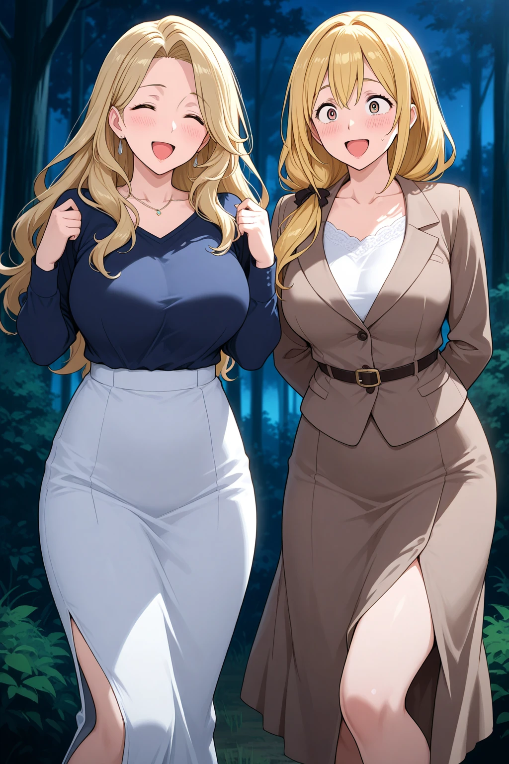 mature woman, older woman, aged woman, wrinkles, blonde, ponytail, glasses, curvy, wide hips, slim waist, thick thighs, white shirt, black skirt, thighhighs