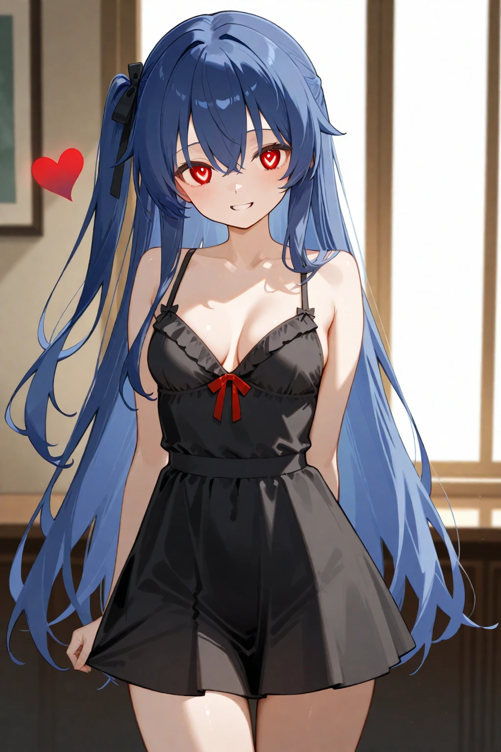 My name is Yukiko.I am a white test woman with long Sky blue hair,red eye color.I am 1.62 cm tall . My breasts measure 200 cm, my waist 40 cm and my hips 200 cm.Dressed in a short black nightgown . With big breasts 200 cm