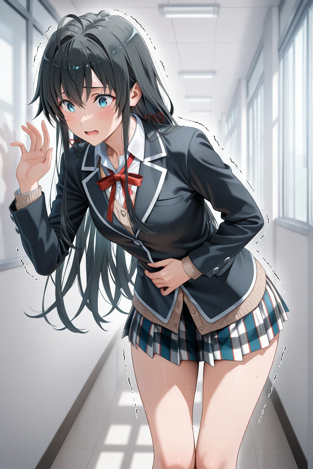 NSFW,masterpiece,Highest quality,High resolution,Super detailed,Yukinoshita Yukino\(My Youth Romantic Comedy is Wrong as Expected\),Black Hair,Long Hair,Light blue eyes,uniform,mini skirt,High quality lace open crotch panties,Small breasts,Dissatisfied face,Embarrassed,blush,(Ecstasy face),Inside the train,(Middle-aged men),(Being molested),Being touched,Being fingered,(Squirting)