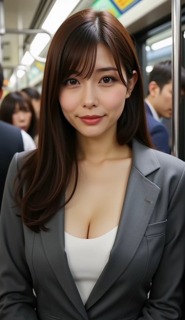 masterpiece,best quality,(Japanese ),((Beautiful girl)),cleavage,(perfect body beauty:1.2),(shy smile),beautiful teeth,(Shibuya scramble crossing),