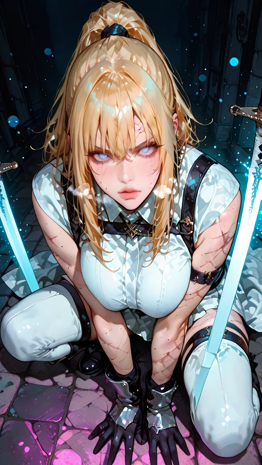 {artoria pendragon_fate ubw:1.15},(((blond hair:1.7))), ((detail beautiful _eyes , :1.8)),, ((Strong shine light )) , ((1 very tall girl)),, alone,, (((detail very surprised eyes, wide-eyed,:1.8,))) ,squinting,((open mouth :1.7)) ,hair between eyes,,, bare shoulders,, cleavage, , thighhighs, ((( straight hair:1.5 ))) , ((spread legs)), ,
BREAK, ((((torn broken armor, show off nipples:1.7)))) , BREAK ,(( white lace panties:1.5)) , beautiful light, , close up face:0.2, detail navel , detail thin thigs, , BREAK, ((BREAK ,sitting on deep green liquid:1.8)),((Legs trembling)), trouble eyebrow, ,
nsfw,(ecstasy:1.8) ,(slut:1.6),(vulgarity:1.7),(fucked silly:1.8),(steam:1.5),(Wet:1.5),(trembling:1.5),(((Twisting the body:1.7))) ,(drooling:0.2),(sweat:1.5),closed mouth:0.8, wince,(orgasm:1.7), trembling:1.8, beautiful upper body, Beautiful body, beautiful character design, perfect eyes, Perfect face, expressive eyes, Turning the face side to side,(church:1.5),in the center of the image, official art,High Definition CG Unity, Perfect lit, bright_front_face_lit, ,(Highest_quality:1.0),4K,Super detailed, photograph, 8k, nffsw, High resolution, absurdes:1.2, kodak portrait 400, film grain, Lens flare, (lively_Farbe:1.2) (beautiful, small breast:1.7), (beautiful_face:1.3),(narrow_waist),((blush)), ((detailed nipples)),,sabias, dress,
