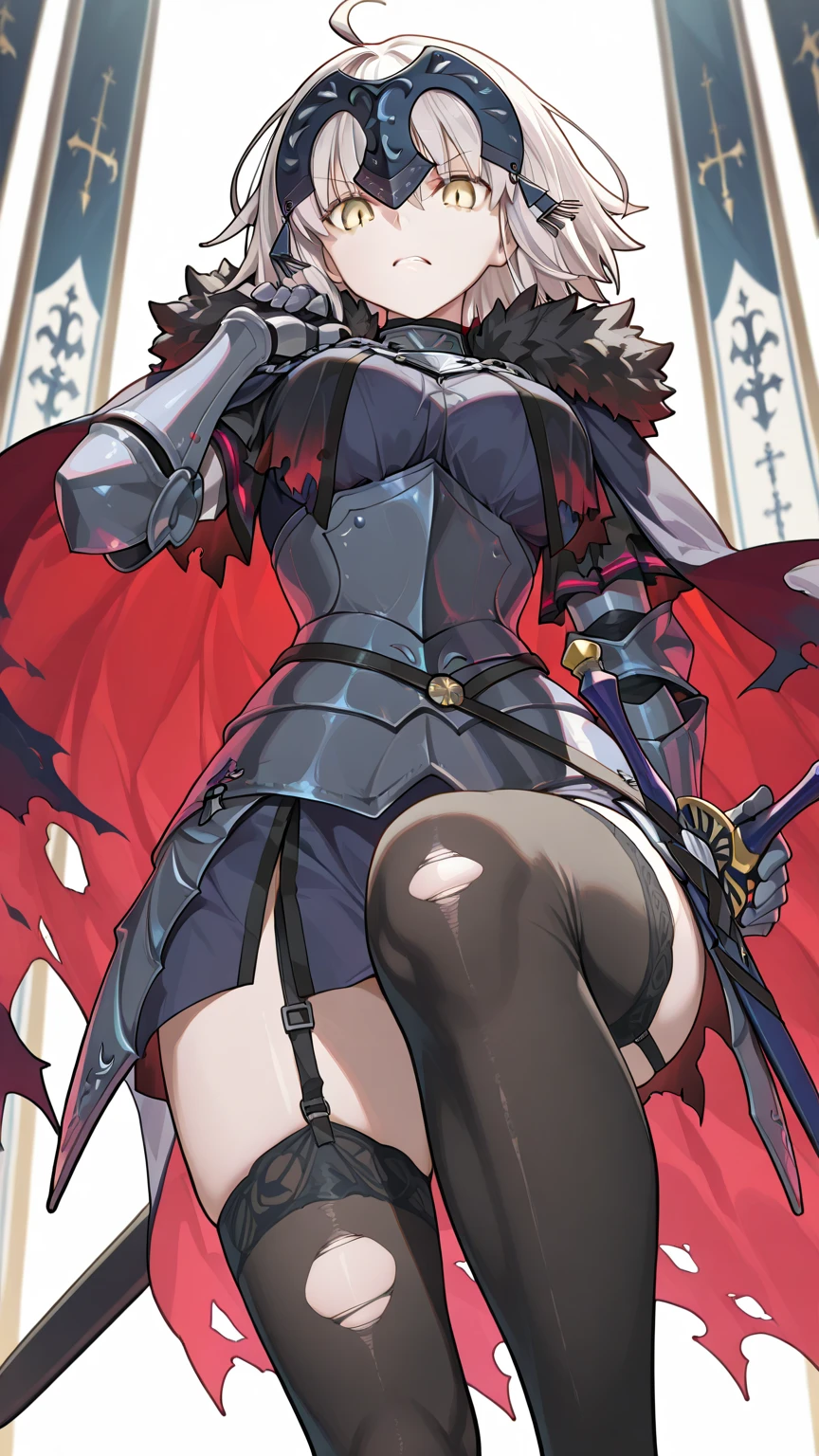 (masterpiece:1.37), best quality, (extremely detailed:1.37), (1girl:1.5), woman, (mature:1.5), (adult:1.5), Tharja \(Fire Emblem}\, two side up, tiara, cape, bodystocking, bodysuit, cleavage, bridal gauntlets, pelvic curtain, large breasts (extremely detailed eyes:1.37), (wetting self:2.0), desperation, standing, embarrassed, humiliation, blushing, angry, cherry blossoms, garden, (golden hour:1.5), full body