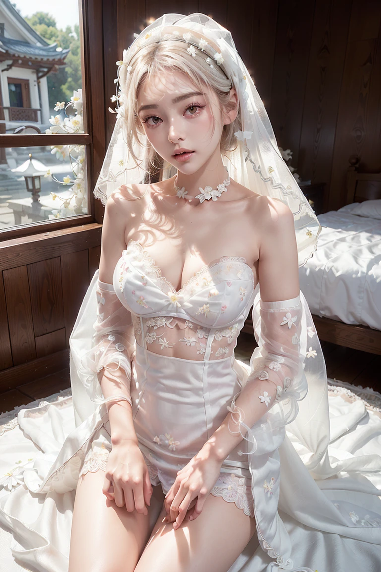 portlate、bright expression、Young shiny shiny white shiny skin、Best Looks、ultimate beauty girl、The most beautiful platinum blonde hair in the world、shiny light hair,、Super long silky straight hair、Beautiful bangs that shine、Glowing crystal clear attractive blue eyes、Very beautiful nice cute 16 year old girl、Lush bust、((A girl standing in front of the theater stairs))、 Silver hair, Bangs, Blunt bangs, Long straight hair, aqua eyes, longeyelashes, Solid Circle Eyes, makeup, Open mouth, blush, Parted lips, Bright pupils, smiley, Seductive smile, glint, surrealism, Modern、Black pantyhose、high-heels、mix4、((Pure white dress、Floral dress、、off shoulders、up skirt: 1.6))、Skyscrapers are hazy in the windows、((Skirt soars in the wind)),((Showing white lace panties)),((Raise the hem of the skirt with your hands))