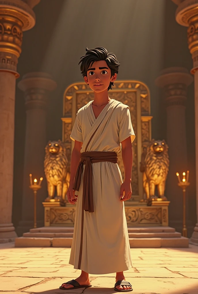 boy with a sword and a necklace with throne of ashoka samrat standing in a temple of budha, full body with dhoti society, 3 d render character art 8 k, small character. unreal engine 5, : high detail, children's art in artstation, arnold maya render, handsome king of india prince ashoka, hyperdetailed historical character, detailed full body concept, djinn human hybrid