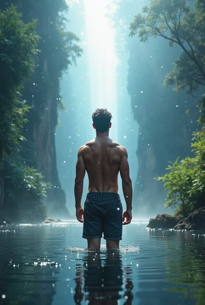 a Half-Nepalese-Caucasian, young man,short haircut, tan skin,very good figure, no shirt,wearing bikini underwear Design a breathtaking image that embodies the essence of pushing one's limits, drawing inspiration from the works of Stephen Gammell and incorporating elements such as (((fantastic beings))) in a (surrealistic style). The composition should feature intricate details and vivid colors, with a (mysterious atmosphere) that adds an air of fantasy and imagination