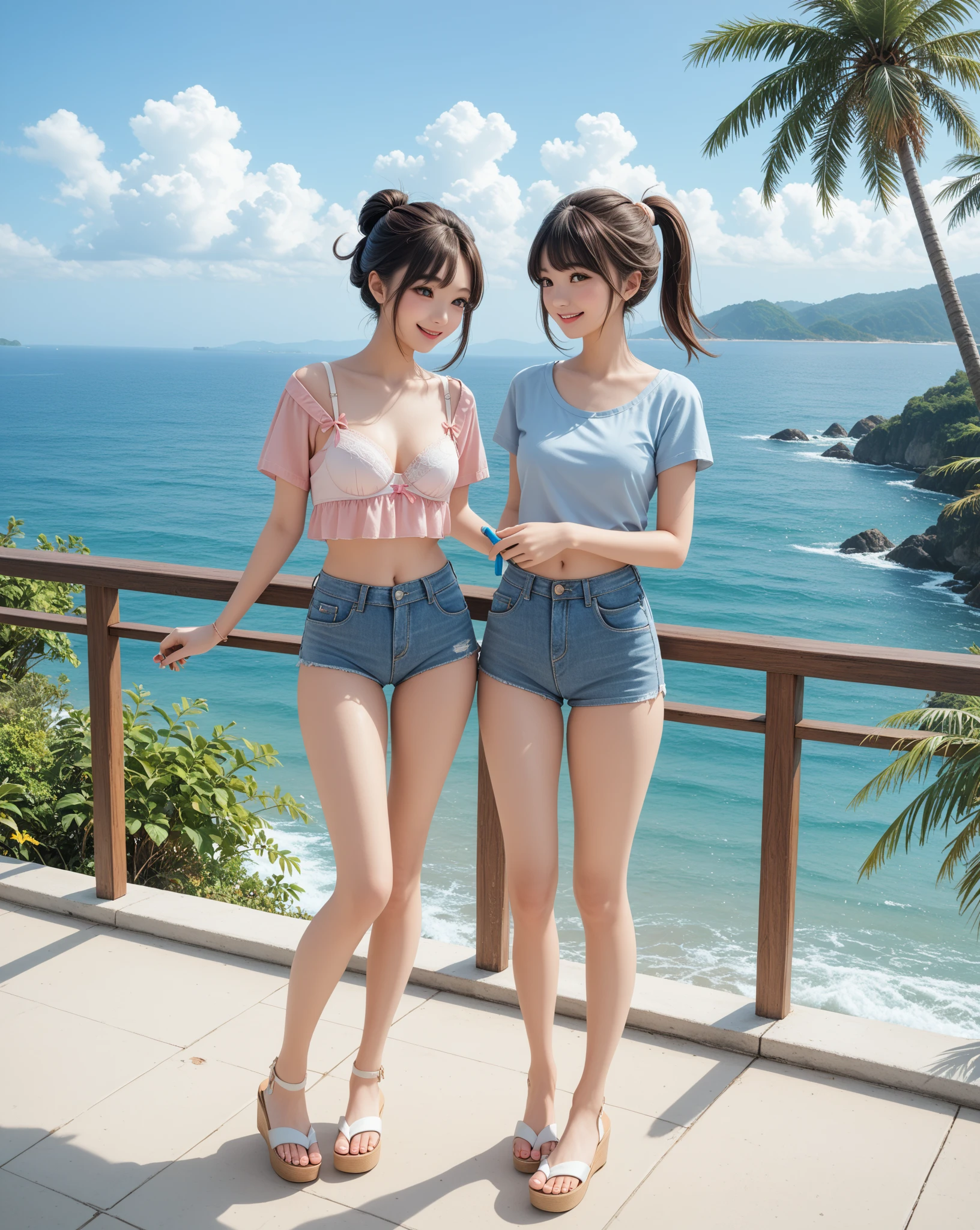 ((highest quality, 8K, masterpiece :1.3)), 1 girl, Pretty woman highlighting her slender abs :1.3, (random hairstyle, huge breasts :1.2), Oversized Tank Top :1.2, super detailed face, fine eyes, double eyelid、accurate hands、background、sandy beach