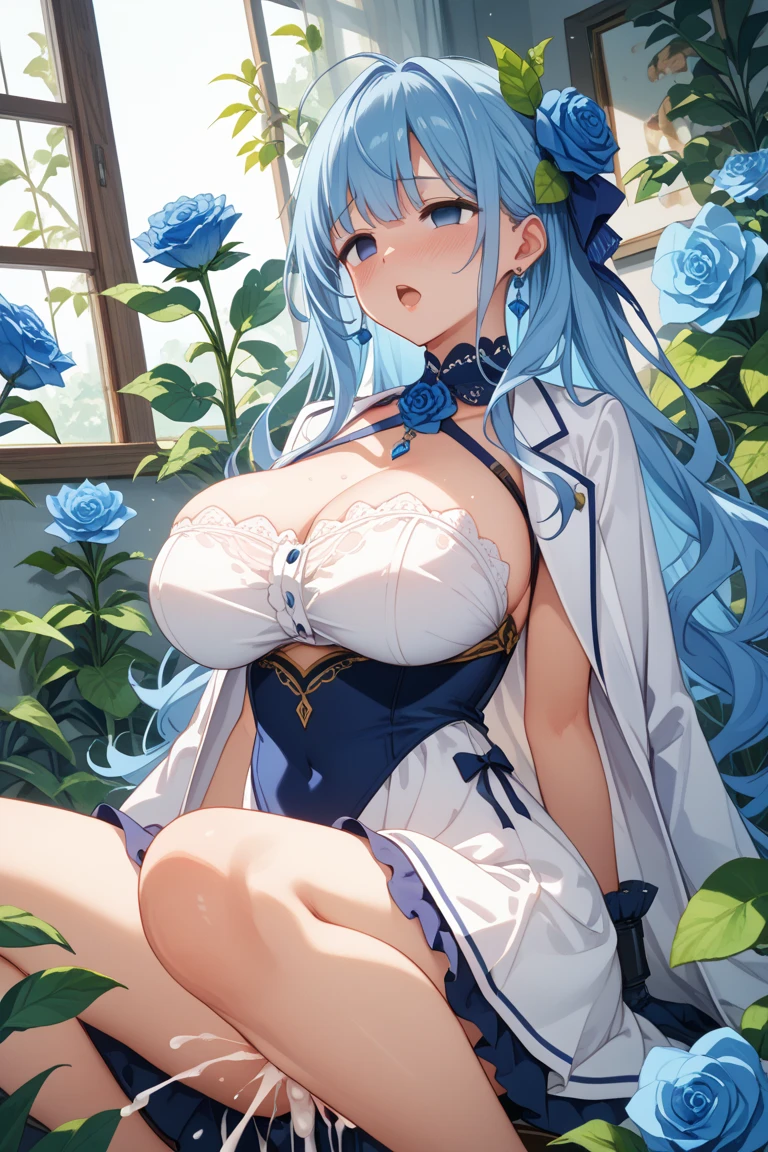 (masterpiece), (ultra detailed), (Highest quality), Very-cute-and-beautiful-1girl, 16-years-old, BREAK (slim body and gigantic breasts:1.7), ultra detailed face, Attractive lips, BREAK Delicate eye portrayal, Iris, Long eyelashes, (yellow-cute-eyes), BREAK absurdly long wavy hair, Delicate shiny pastel blue hair, portrayal, hair bow, BREAK narrow waist and leggy, beautiful curvy cute ass, BREAK (porcelain and Translucent shiny skin:1.2), (sweaty skin:0.7), BREAK Precise anatomy, (Happy Smile), BREAK (brassiere), (T-back), ultra detailed Dungeons background, BREAK (lying on the bed), (character focus:1.5), (cowboy shot), (Wide Angle), (From above), (Professional lighting), (atmospheric perspective), BREAK extremely detailed CG, Incredibly absurd 8k wallpaper, 