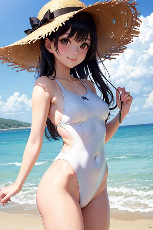 Girl in one swimsuit