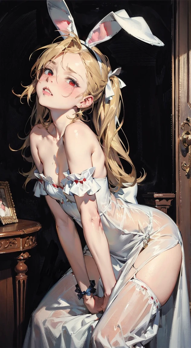 (masterpiece), Princess,Princess,small breasts,lace underwear, Natural light, realistic, camel toe, diffused light, look up from below,vapor, (lift skirt), (urination), Pigtails,lace stocwangs,Luxury Long Dress,embarrassing red face,tiara.lobby