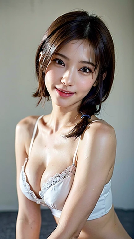 Tabletop, highest quality, Realistic, Very detailed, finely, High resolution, 8k wallpaper, One beautiful woman,,masterpiece、highest quality、High resolution、Realistic、Bright lighting、Professional Lighting、Face Light、Smooth lighting、Japanese women、素敵なsmile,Double teeth,Adult、nude,Beautiful woman、I can see her ,Small nipples,Protruding nipples,No clothes,Emphasize the breasts,Pinching her nipples,gravure、sexy、so beautiful、Beautiful Skin、Beautiful and detailed、Detailed face、slim、moderately、short hair、Brunette colored hair、Brown eyes、Looking at the camera, Light brown long hair, Sharp focus, Perfect dynamic composition, Beautiful and detailed, Thinning hair, Detailed Realistic skin texture, smile, Close-up portrait, Model Body Type,Cleavage
