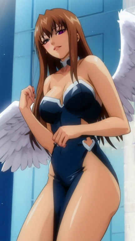 Jessica, with her large breasts, beautiful legs, and twintails, is standing in a black high-cut bunny suit and fishnet stockings.。