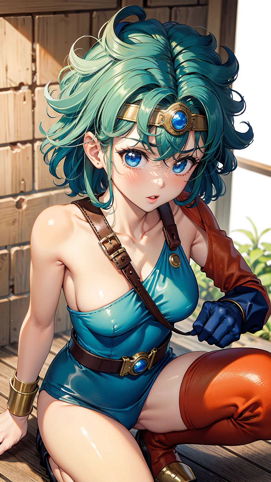 (((SFW、sound、Highest quality、First class work、Normal body、、Detailed face、Ultra-precision、normal hand、Normal refer to、5refer to、Highest)))、beautiful girl、Black Hair、yamato nadeshiko、Small breasts、Shortcuts、Blue leotard、Shoulder Off、Red Cape、Circlet、Bastard sword、shield、Dragon Quest、grassland、Depict every detail、Noise is kept to a minimum、(((Anatomically correct))),(((Cute pose)))