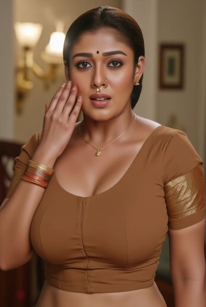 50yo mature MILF Anushka Shetty,((best quality)), ((masterpiece)), ((realistic)), eye kajal, eye liner, mascara, light red lips, curvy hot mommy figure, sensual Beauty, provoking body, extreme sweat, sweat soaked skin, slight stretch marks, alluring figure, bulging figure, thick charming lady, curvy, thick navel, full figured woman, eye kajal, massive breast, full body, styled hair, pierced eyes, female face,royal aura, trend on artstation , sharp focus, studio photo, intricate detail, very detailed, detailed eye, illustration, very detailed, sharp focus, digital render, professional, 4k