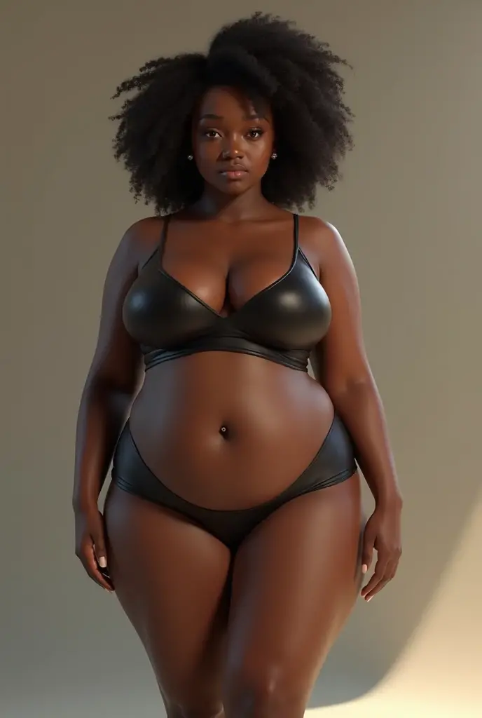 Create an image of a nude chubby black woman with big breasts