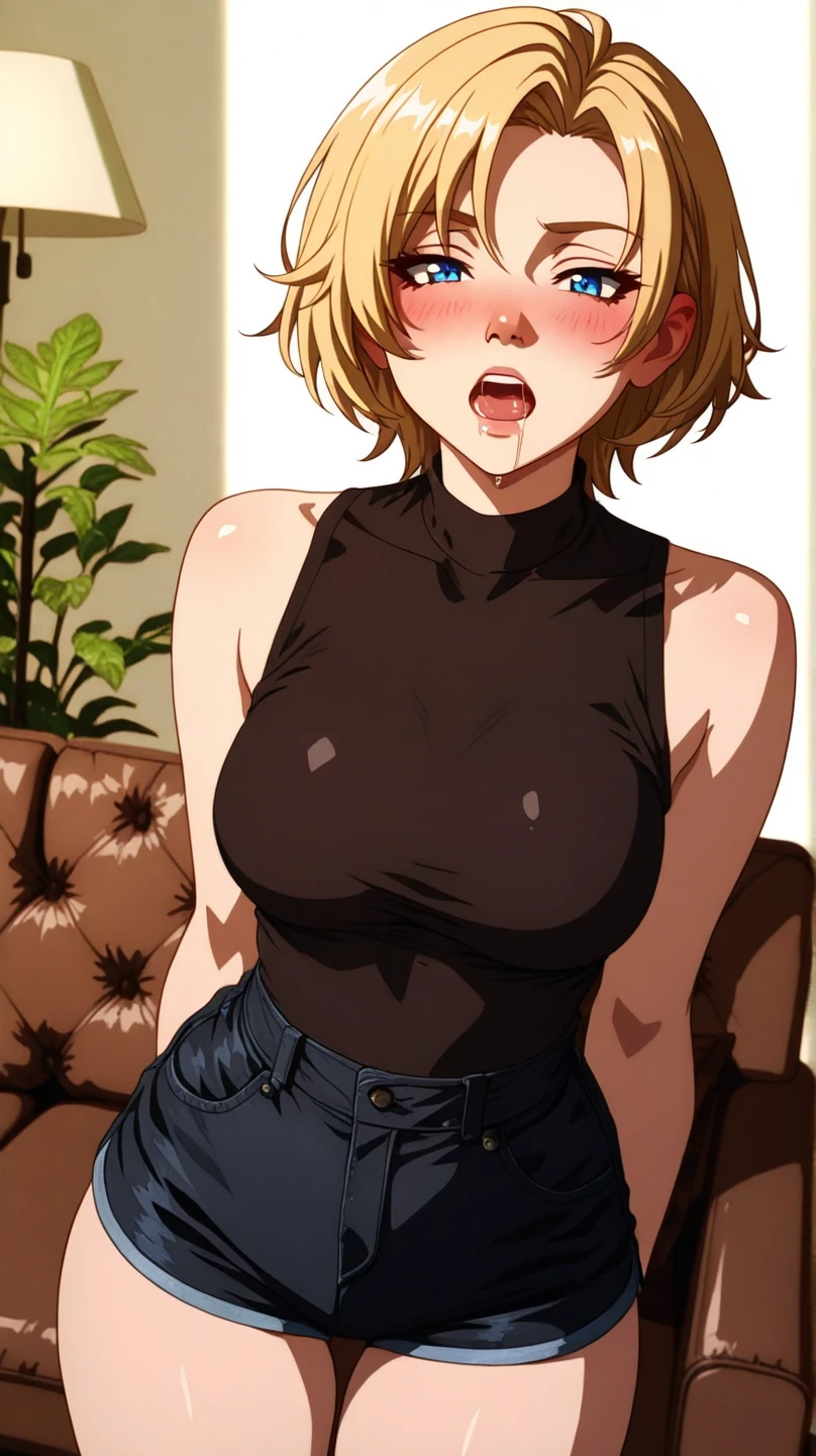 、(masterpiece、Highest quality)、Highest quality, Ultra-high resolution, (((masterpiece))), alone, Sweat、Big eyes, Composition from the front、Shortcuts、Embarrassed face、Blonde Hair、Cut your hair short、School classroom、Sailor suit、skirt、short hair、Browsing Caution、Upper body naked、Breasts exposed、Nipples、Large areola、Sitting in a chair without a backrest、Internal Medicine Examination、Woman showing her body、belly button、真Composition from the front、School Insurance Office、curtain、cubicle、window、door、Fluorescent lamp