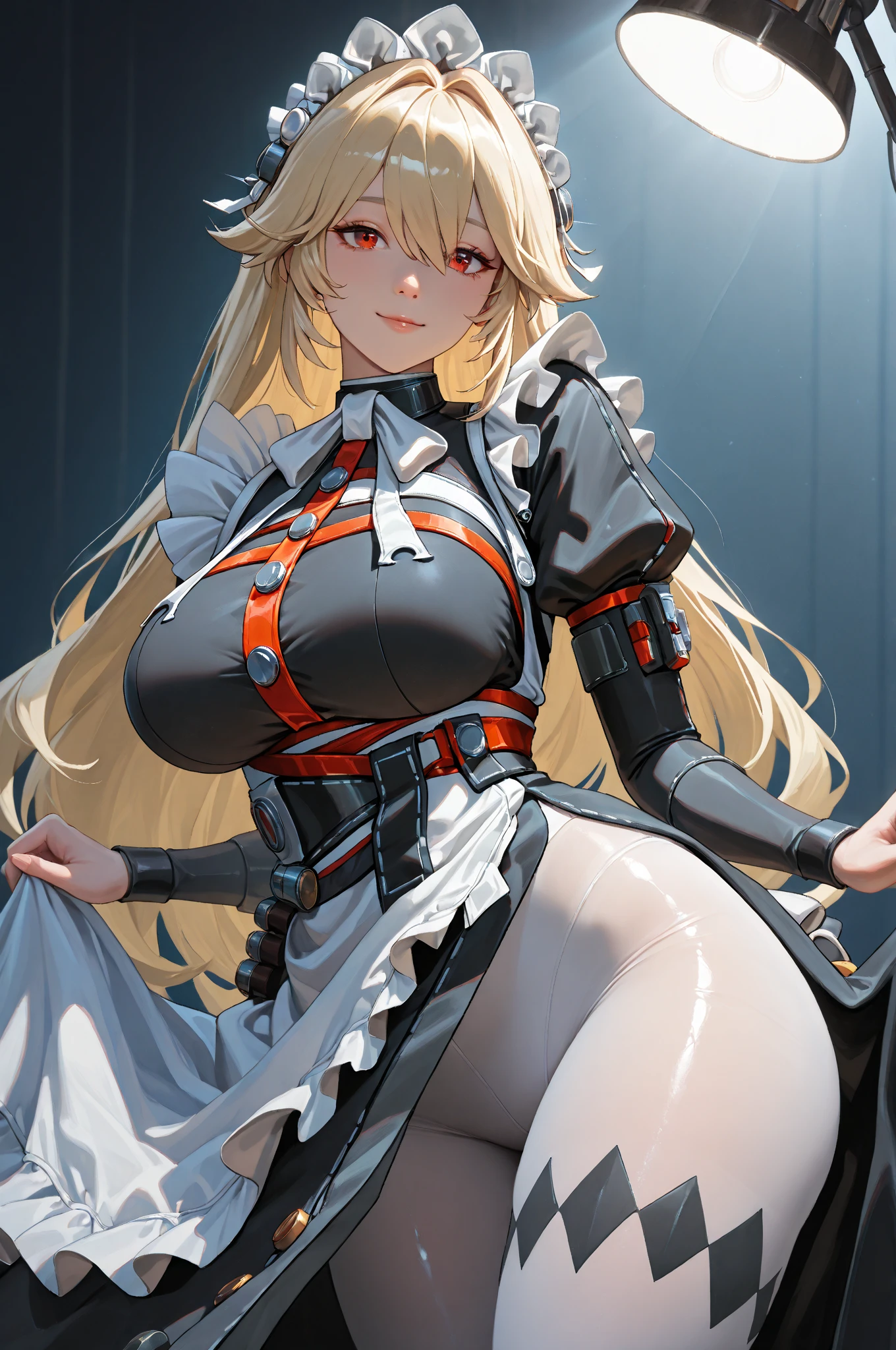 ((solo)),1girl,Azur Lane,Fantasy art,((White Paladin Armor Leotard:1.2)),((Gothic Lolita Princess Dress:1.3)),(Armored Dress:1.3),(skin-tight high leg groin area),(Skin-tight See-through stockings leotard),shibari harness,platinum blonde long Twin tails hair,Large breasts,Underboob cutout,Perfect and beautiful blue eyes,curvy,Thigh-high sock,perfect face,(cameltoe:0.8),((UHD)),((masterpiece)),8k,hyperrealistic,cowboy shot,anatomically correct,accurate,high quality,extremely detailed,