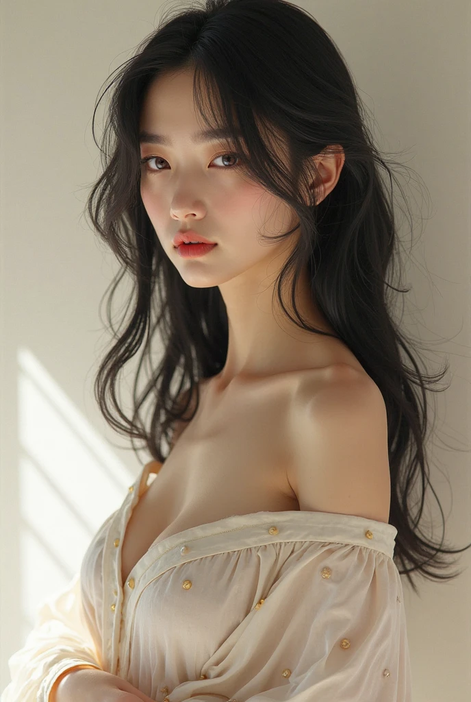 Very beautiful Japanese women, clear, White Summer Dress