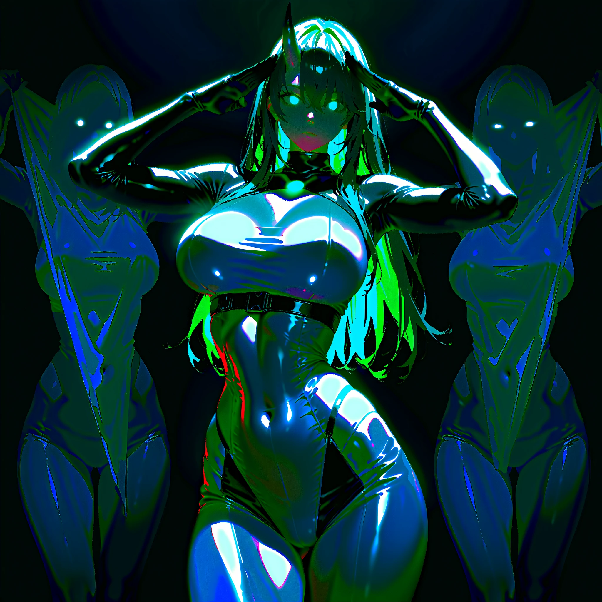 (phantom dust) Beautiful woman em 2100 ultra high resolution 4k red flash green aura