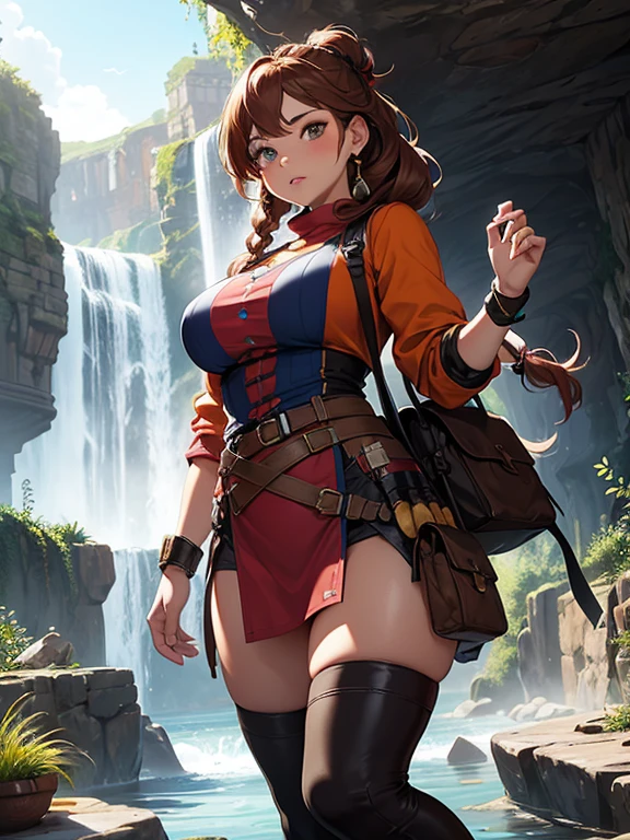 masterpiece, best quality,1girl,young girl,brown eyes,long hair,evil smile,shiny skin,(nice leg line:1.3),thin waist,huge breasts,
BREAK
Explorers, island, creatures, ruins, discovery, adventure, mystery, danger, teamwork, wonder
BREAK
around crowd:1.1,depth of field,looking at viewer,from above,full body