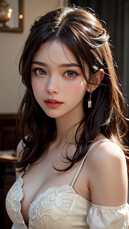(UHD, retina, masterpiece, accurate, anatomically_correct, textured_skin, super_detail, high_details, high_quality, best_quality, high_res, 1080P, HD, 4K, 8k, 16k), (beautiful_detailed_eyes, beautiful_detailed_lips, extremely_detailed_eyes_and_face), soft_lighting, physically-based_rendering, vivid_colors, (large_breasts, glamorous_body:1.5), (shiny_hair, shiny_skin, tanned_skin, blush), (bangs:1.5), eye_reflection, (bokeh, simple_background, pure_background), [[[(opening cardigan that exposes bare chest)]]], smile_and_laugh, ((anatomically correct limbs, body parts that are properly attached to the body)), ([[[Close-up]]], High angle front view and full body shot of 1girl), around 23 years old, lying on her back on the floor with her legs apart and her belly button exposed, wearing no clothes and no underwear and no panties and no socks on the lower body, wearing no underwear and no bra and no clothes and no lingerie [[except her cardigan]] on the upper body, genitals visible, having beautiful round breasts and beautiful pink areolas and beautiful pink nipples and beautiful legs and attractive thighs and beautiful bare feet and messy bun blonde ultra long hair and smooth muscular body, being nude [[except her cardigan under nothing]]. No missing limbs. No missing body parts. No cropped limbs. No extra limbs. No extra body parts. No bad limbs. No bad body parts. The camear shows her full face [and her cardigan] and her belly button and her thighs and her spread legs.