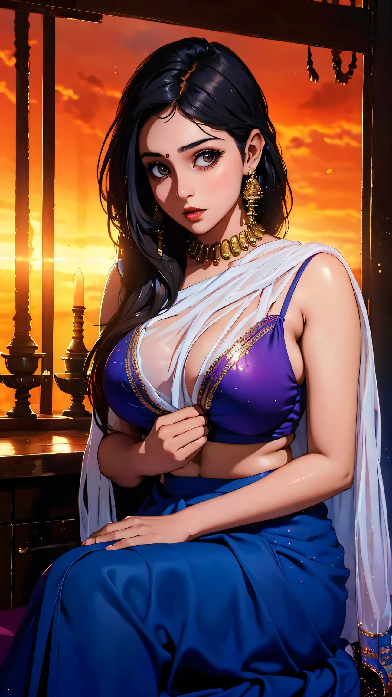 Hinata hyuga in a sexy saree, south indian wedding theme background