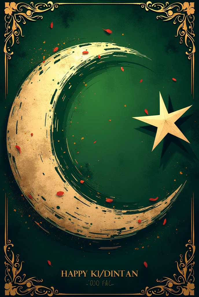 make a Pakistani flag and replace the moon with organe N in artistic way write n in moon style with star