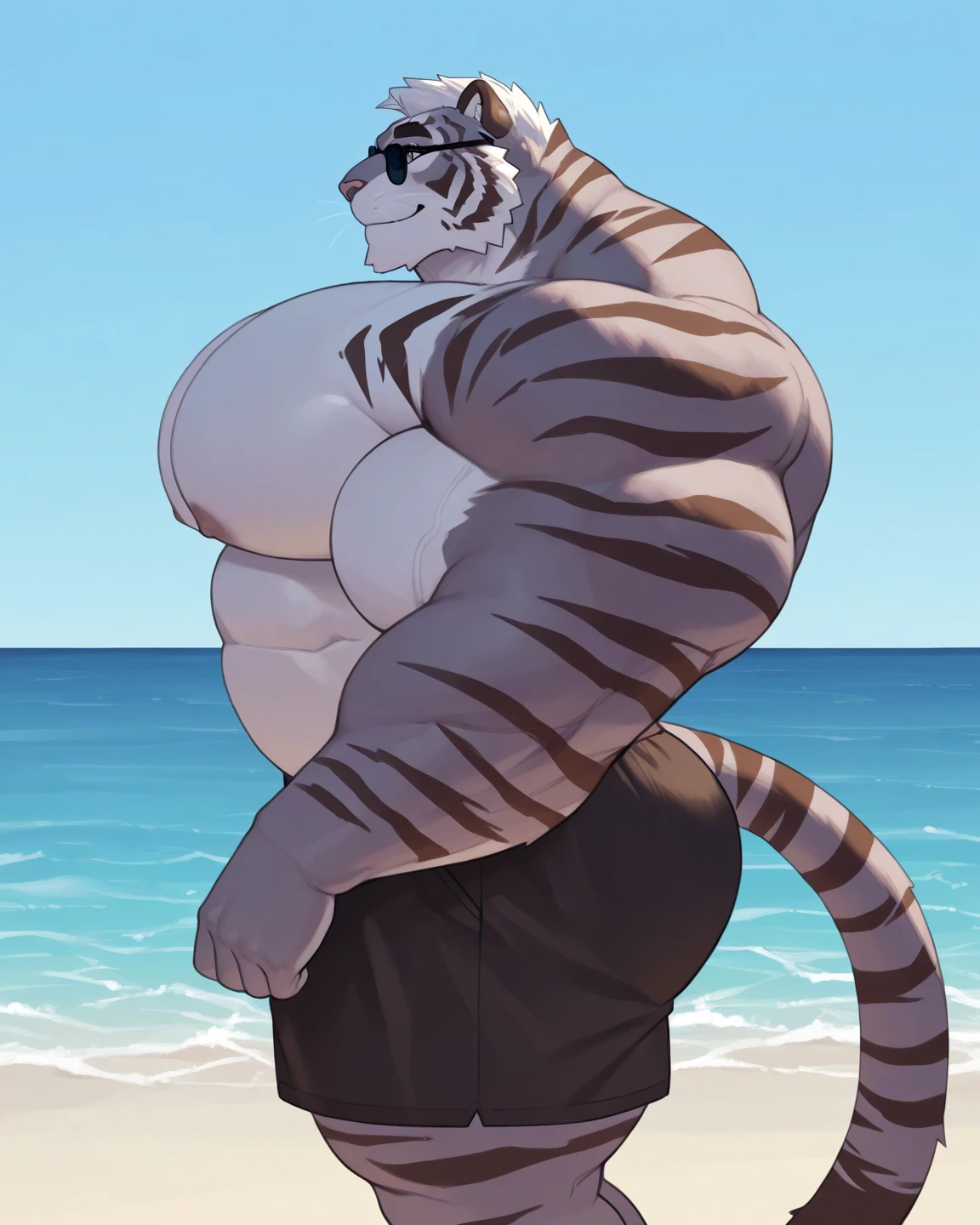 axel cosmas , solo, towel around waist, plump, huge, bath background, nipples, big fat belly, big ass, eyes shut, standing, 5 fingers, musclegut body, lineart, normal eyes, wet body, macro body, massive body, huge pecs, very wide