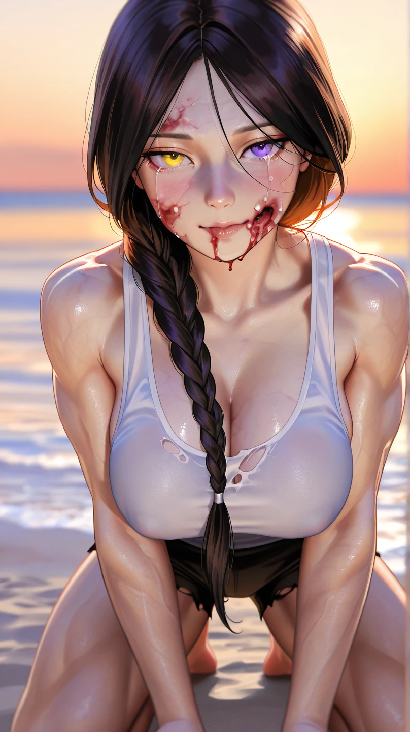 （best qualtiy）， （1 man and 1 girl)，（（tmasterpiece）， （the detail： 1.4）， 3D，  hdr（HighDynamicRange）， Ray traching， NVIDIA RTX， Hyper-Resolution， Unreal 5， sub surface scattering， PBR Texture， Post-processing， Anisotropic filtering， depth of fields， Maximum Acutance and Acutance， Many-Layer Textures， Albedo e mapas Speculares， Surface coloring， Accurate simulation of light-material interactions， perfectly proportions， rendering by octane， Two-colored light，Keep your feet open，breast rubbing，Soft chest，Fair and tender breasts， largeaperture， Low ISO，White balance，trichotomy，8K raw data，Pink puffiness，NSFW，The kinky is exposed，Cleavage is seductive，exposed bare shoulders，breasts out，Sweaty skin，Be red in the face，（Shot in the breast：1.8），(Transparent clothes：1.6）,（attack on titans），（he is wet），（Naked），female titan， der riese， at a forest， Woods in the background， volume fog， The skin， Muscle fibers may be seen， Muscle fibers， eBlue eyes， Green woods，Two giants against each other，Touch each other's breasts，1 Man 1 Woman Giant，make love，Vapors around the body，casting magic，Attack on Titan，Emma Watson（Emma Watson）portrait of，Perfect face，Immaculate face，