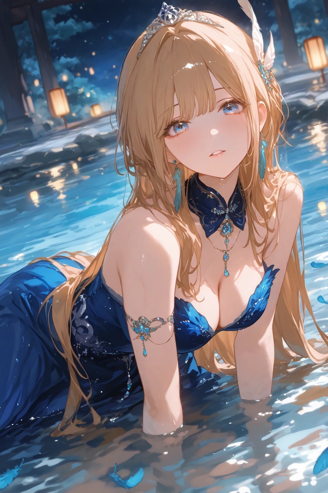 (Masterpiece, top quality, super detailed CG, ultra detailed beautiful face and eyes,super detailed, intricate details:1.2), 8k wallpapers, elaborate features,
(1 person, solo:1.4)perfect cartoon illustration,(1 person, solo:1.4), 
(Masterpiece, top quality, super detailed CG, ultra detailed beautiful face and eyes,super detailed, intricate details:1.2), Masterpiece, top quality, 1 girl, swimwear, skin with water dripping down, night pool, full body illustration