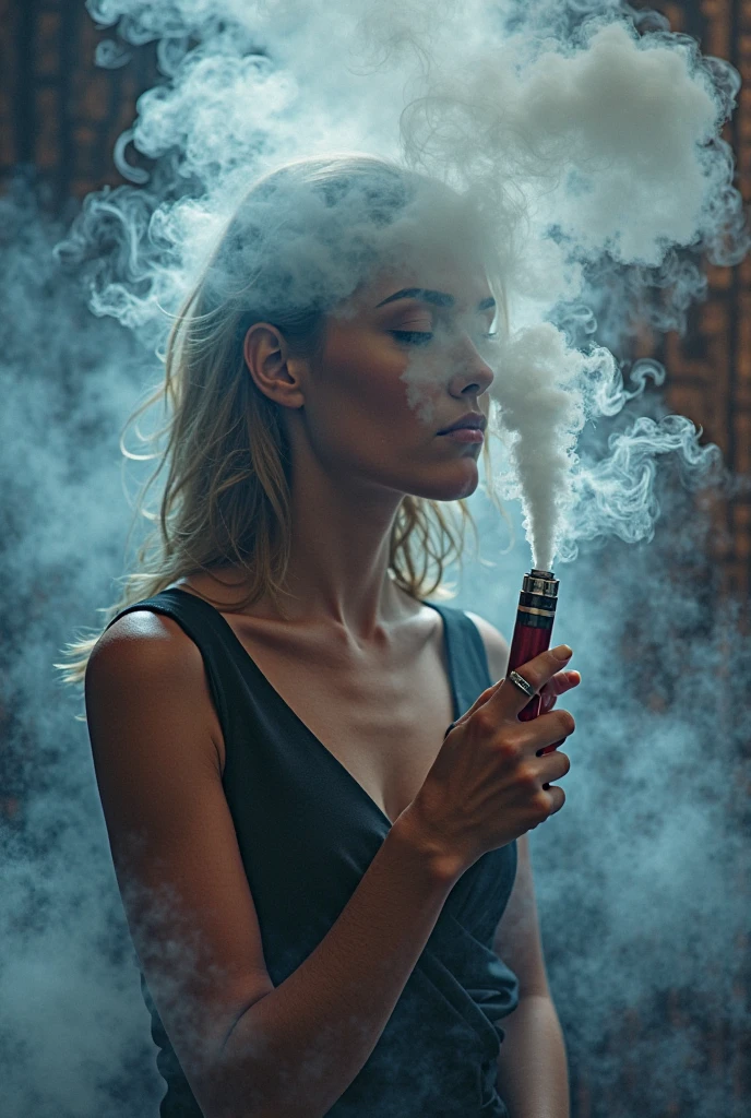 a girl smoking out of a glass meth pipe, blowing clouds of smoke, best quality, smoking crystal meth
