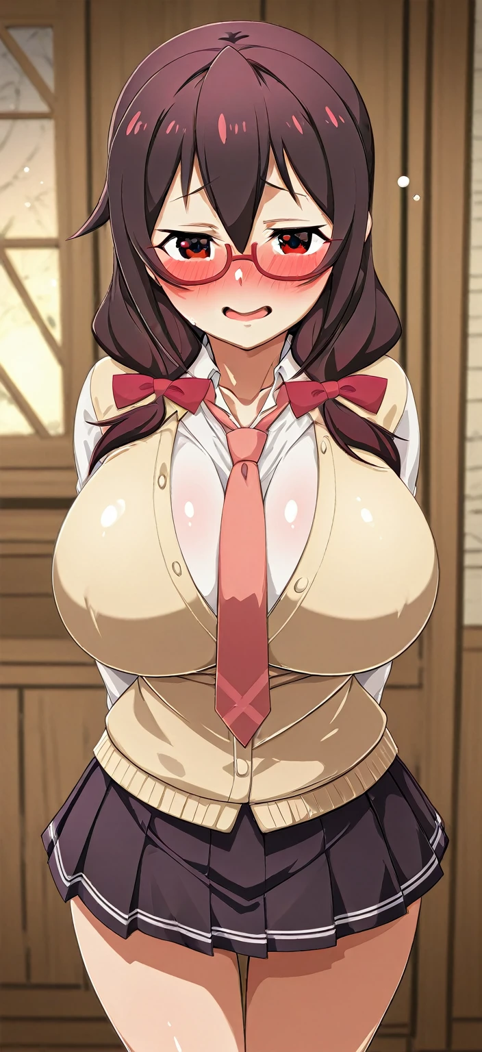 Masterpiece, love live,sexy,alp artstyle,facial details,solo, detailed body part details, cowboy shot,embarrassed, corset, big breasts,8k wallpaper, looking at viewer, sakurauchi riko love live, yellow eyes, earrings,indoors, cleavage, strapless, bottomless, pubic hair, half closed eyes
