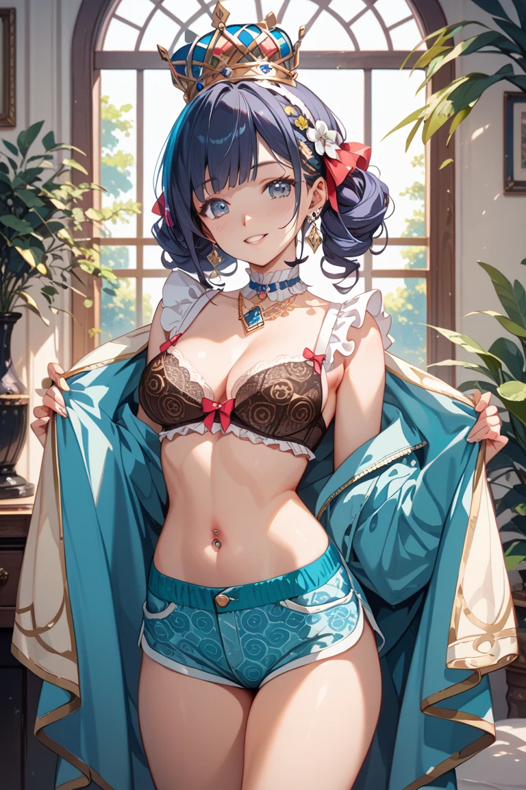 collage　Same hairstyle same woman　Underwear pattern colorful full body