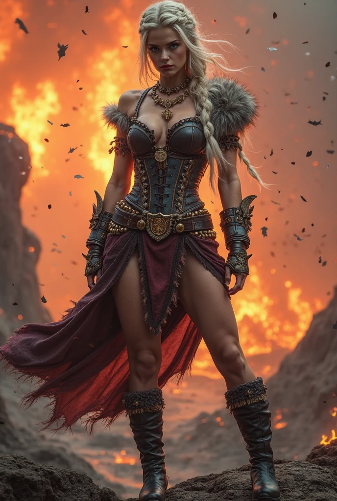 Eva Green Viking version (beautiful and bold, seductive and attractive, slim and slender, big pointed breasts, sweaty, Viking warrior outfit, Viking hairstyle, thick legs). (Viking village, viking hut, rainy night, dark night, cinematic effect, blurred background, 85mm f1.4 lens), (Best quality, masterpiece, depth of field, Full HD, 4K, richness of detail). Portrait style